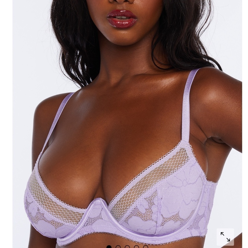 NWT Savage X Fenty FLORAL GLOW UNLINED LACE BRA purple lavender 36B & Medium - Picture 2 of 14